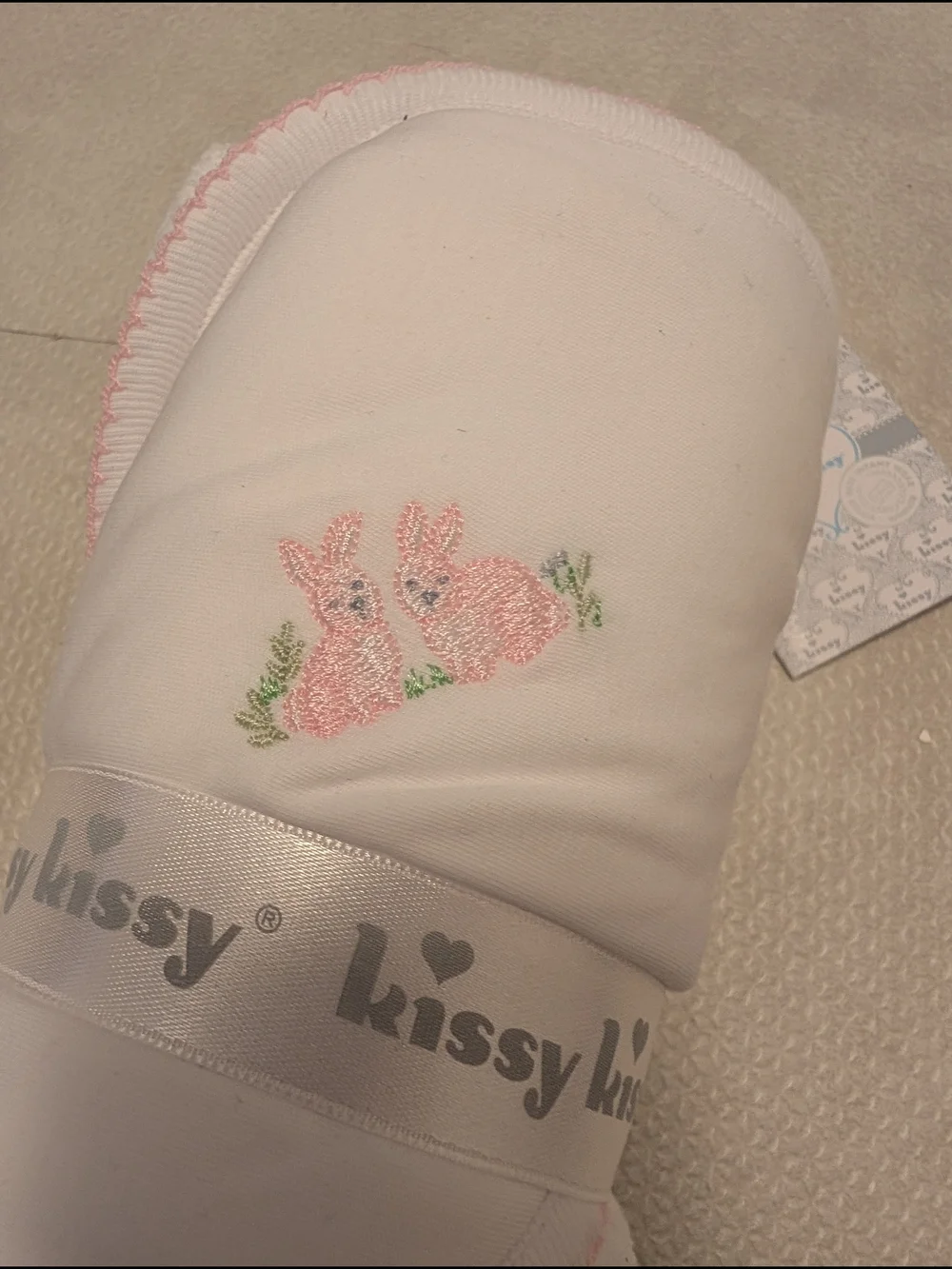 Kissy Kissy Hooded Towel With Mitt with Pink Bunny Embroidery